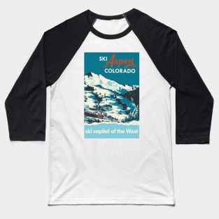Ski Aspen Vintage Poster Baseball T-Shirt